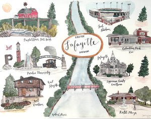 Lafayette Indiana Landmark Map