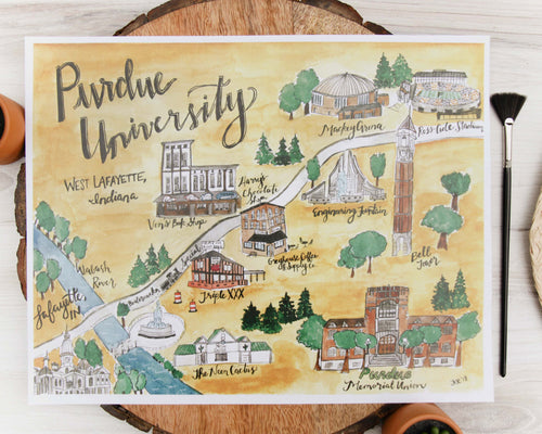 Purdue University Map Print