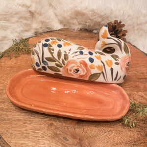 Garden Party Whale Butter Dish- Coral Base